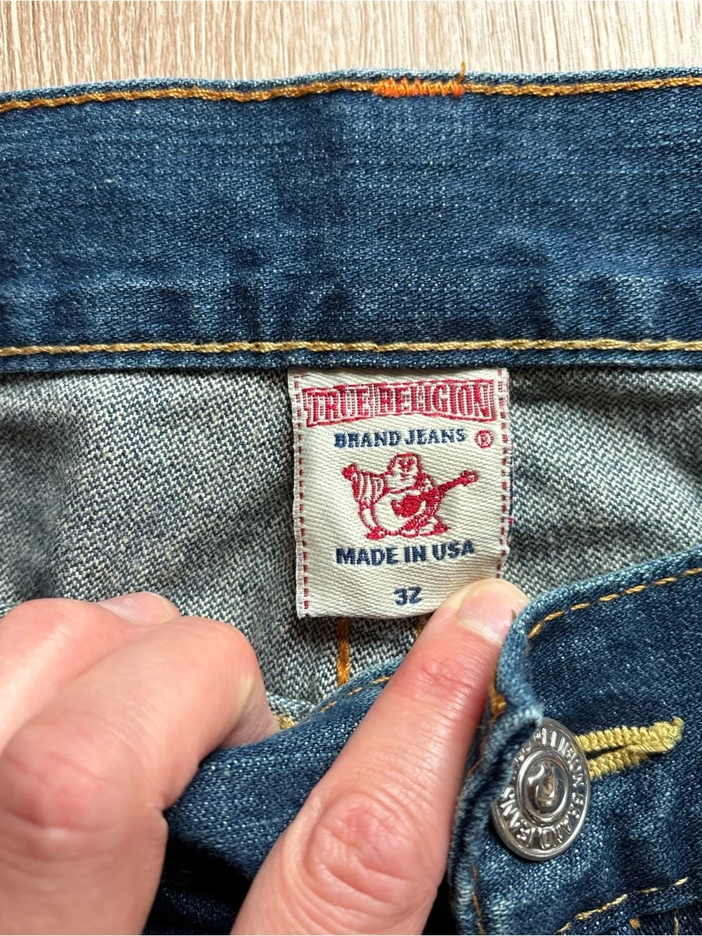 True Religion Men's Billy Blue Bootcut Jeans Embroidered Pocket size 32